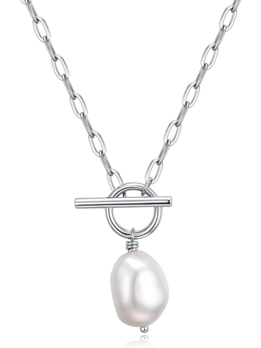 Elegant Baroque Pearl Necklace for Women, 14K Gold Plated Gemstone Pendant